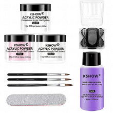 Pink and Clear Acrylic Nail Kit with Monomer Liquid and Nail Brush Perfect for DIY Acrylic Nail Decoration