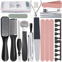 Professional Pedicure Tools Set 27 In 1 Foot Files Callus Remover For Feet Stainless Steel Foot Scrubber Rasp Heel Dead Skin Removal Pedicure Kit For