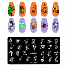 Stainless Steel Nail Stamping Plates Flower Fruits Image Stamp Template Nails Printing Tool Nail Art Decoration Nail Decals Tools