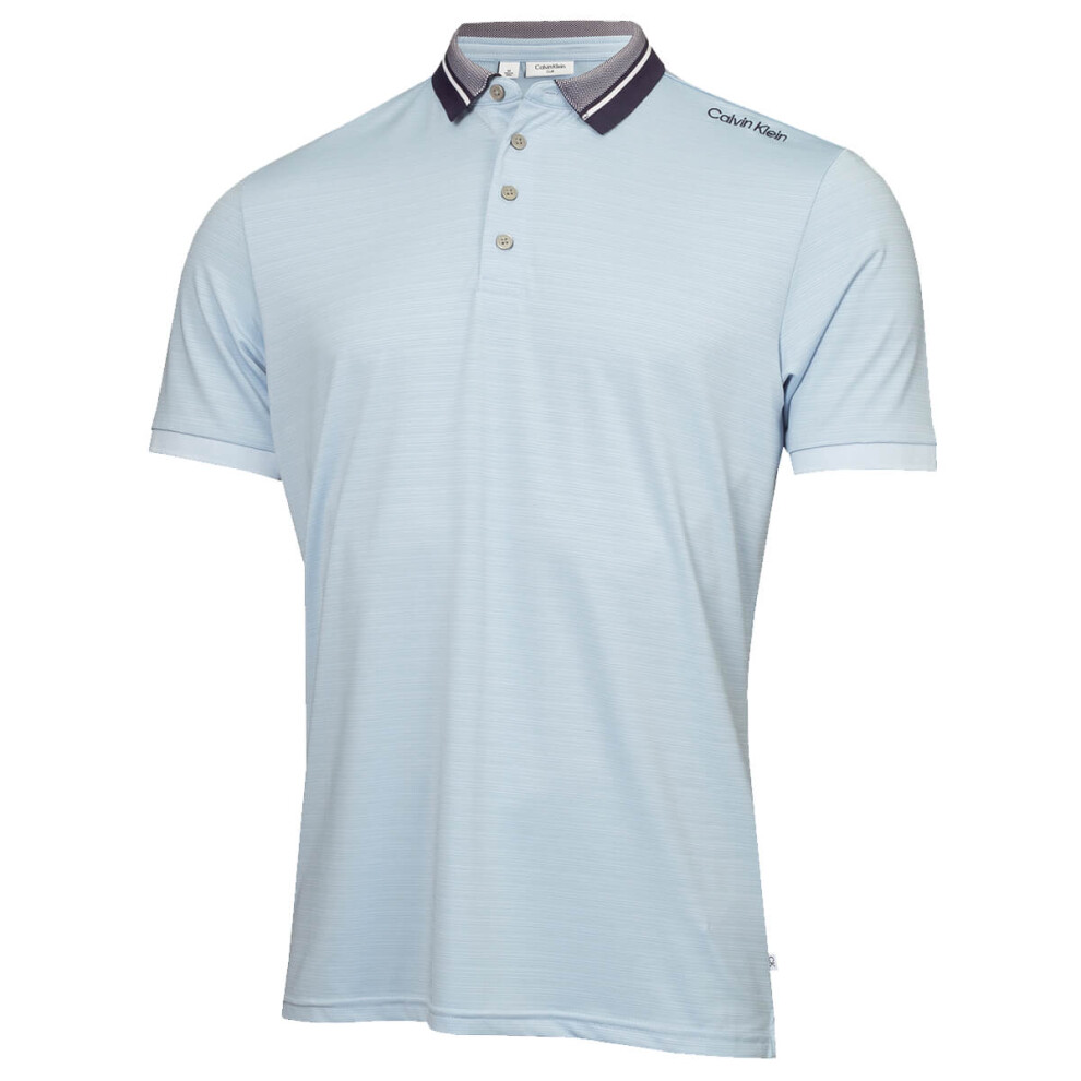 (M, Blue) Calvin Klein Mens 2024 Parramore Quick Dry Moisture Wicking Golf Polo Shirt