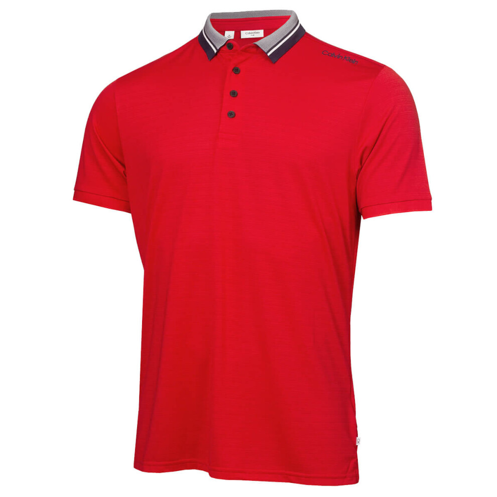 (XL, Red) Calvin Klein Mens 2024 Parramore Quick Dry Moisture Wicking Golf Polo Shirt