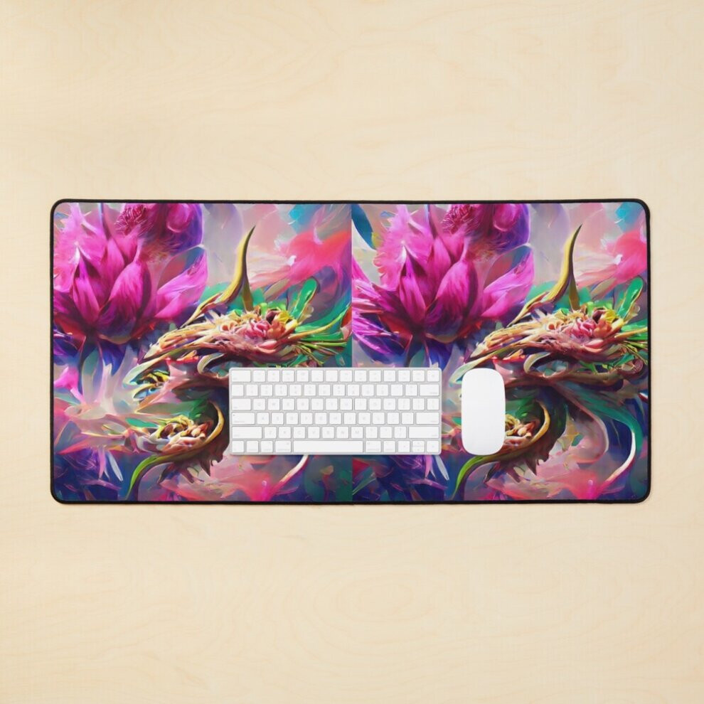 Desk Mat Dragon Flower Large Gaming Mouse Pad 35X16 Inch 7802738405545