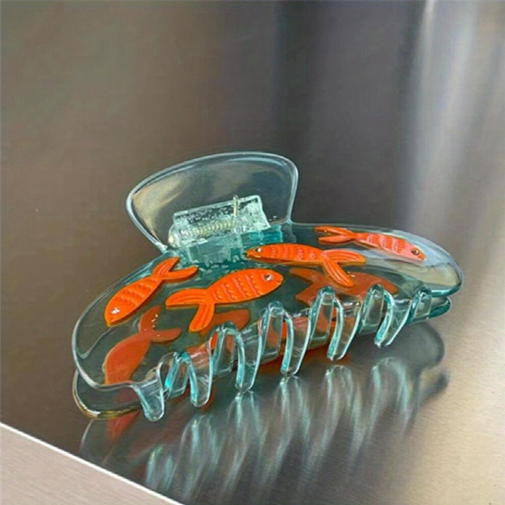 Acetate Hair Claw Jelly Hair Claw Cartoon Golden Fish Shark Claw Ponytail Holder Jaw Claw Women Girls Sweet Hair Accessories-image-OPC-PC2H9KH-NEW