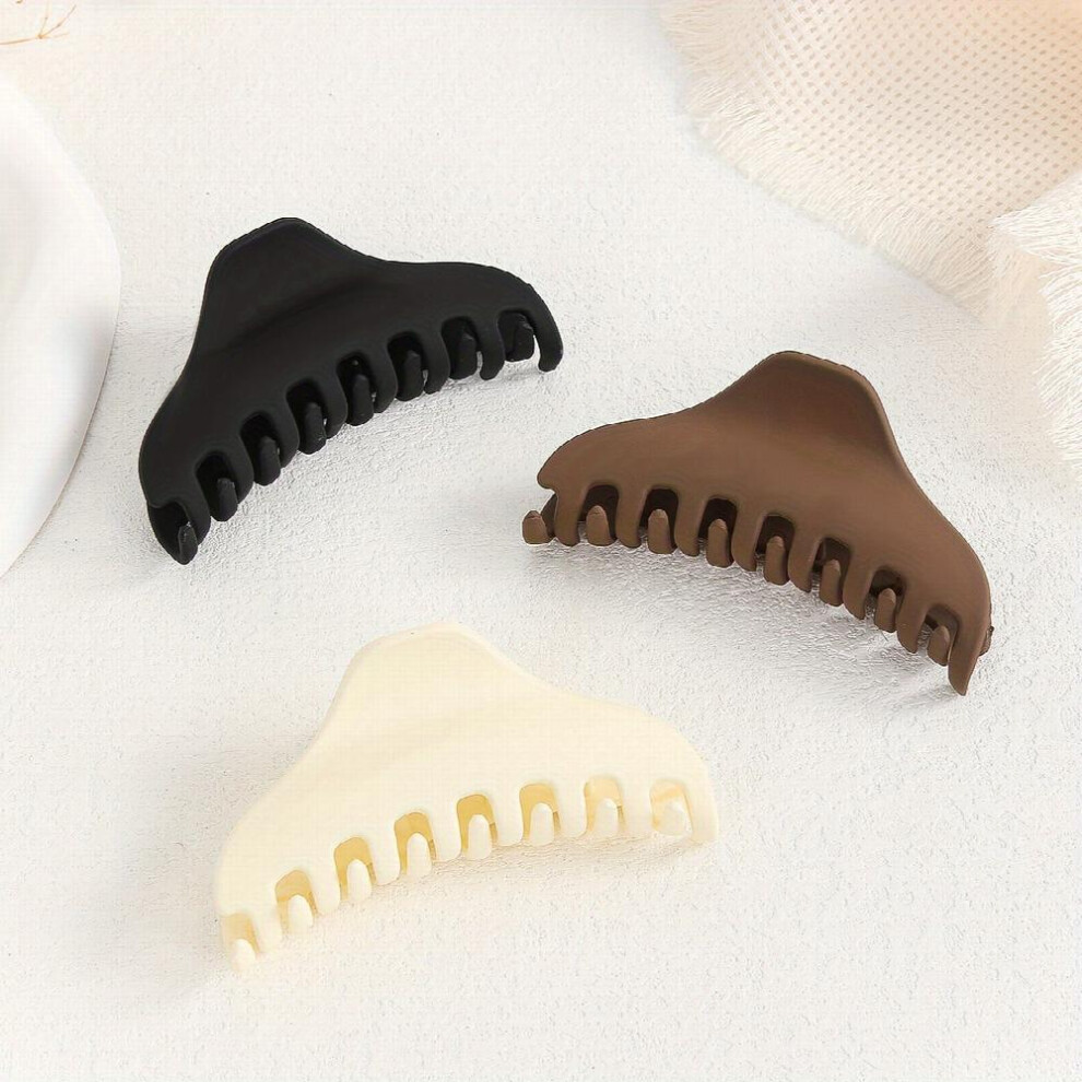 3pcs Solid Hair Claw Frosted Hair Claw Style Nonslip Ponytail Holder Shark Claw Women Girls Hair Clip-image-OPC-PC2H9N6-NEW