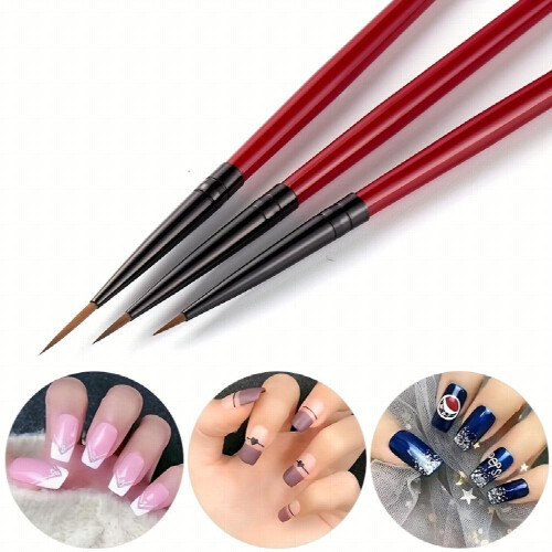 3D Nail Art Tools Create Unique Manicures with 3Pcs Liner Stripe Brush Pen Set 1