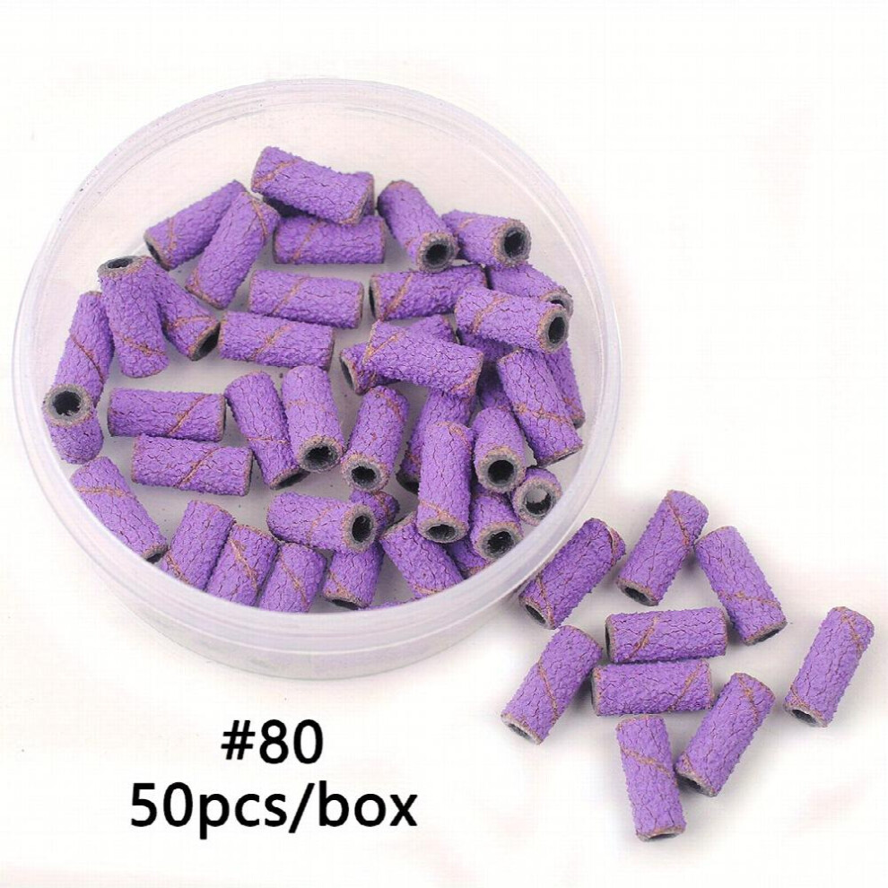 Purple 50Pcs Box 3Mm Small Mini Nail Sanding 1Pcs Mandrel Manicure Pedicure Sanding Bands Nail