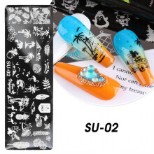 Coconut Tree Nail Art Stamping Plate Leaf Flower Geometry Letter and Image Steel Templates for Manicure Tools