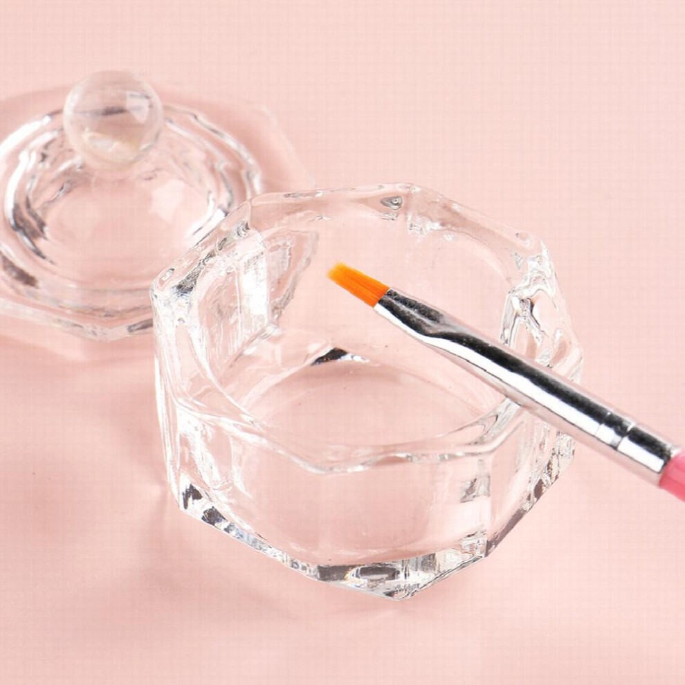 Crystal Glass Dappen Dish with Lid Perfect for Acrylic Liquid and Powder Manicure Tools and Brushes