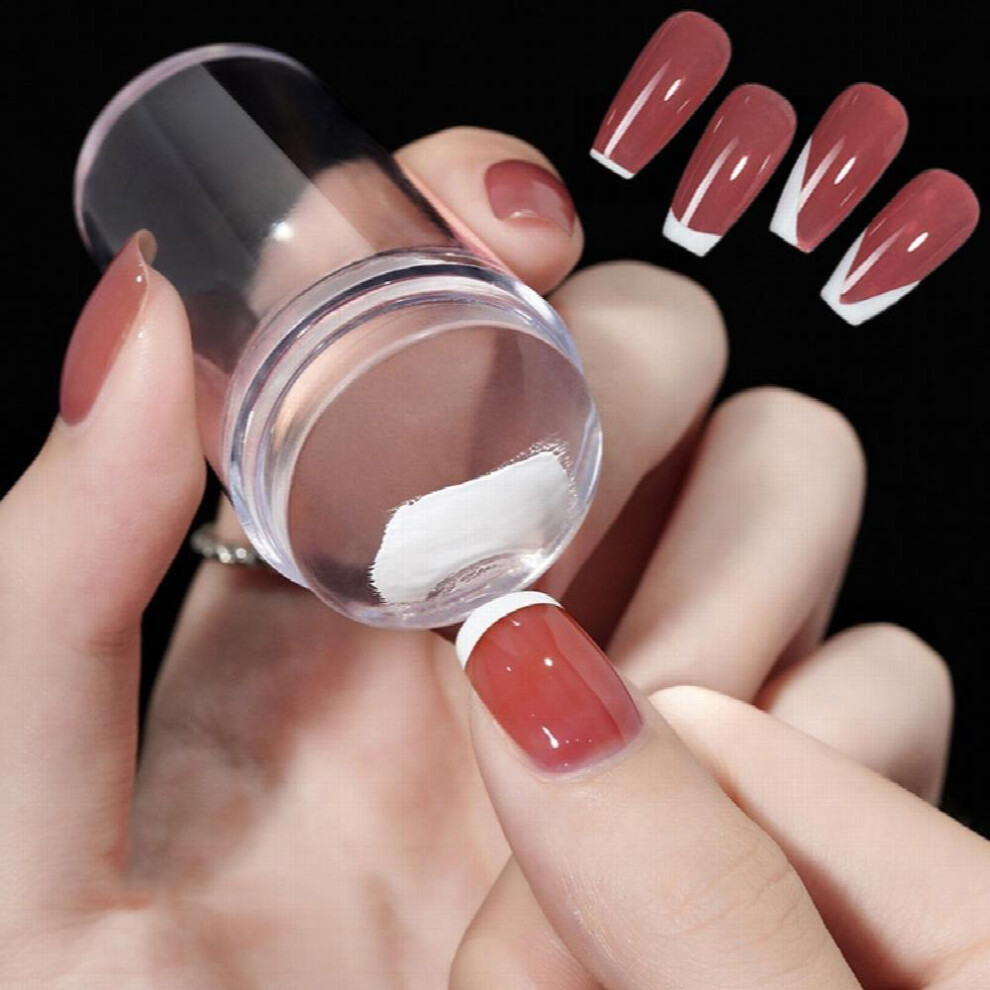 Transparent Nail Stamper With Scraper 2pcs Jelly Silicone Stamp For French Nails Manicuring Kits Nail Art Stamping Tool Set