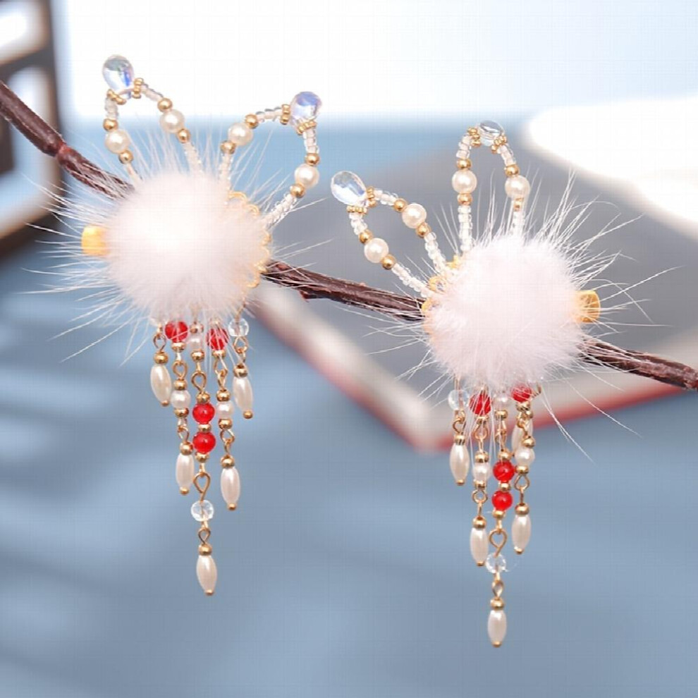 Pompom Hair Clip Headdress Fairy Bunny Tassel Barrette Hanfu Costume Accessories-image-OPC-PC2HB8D-NEW