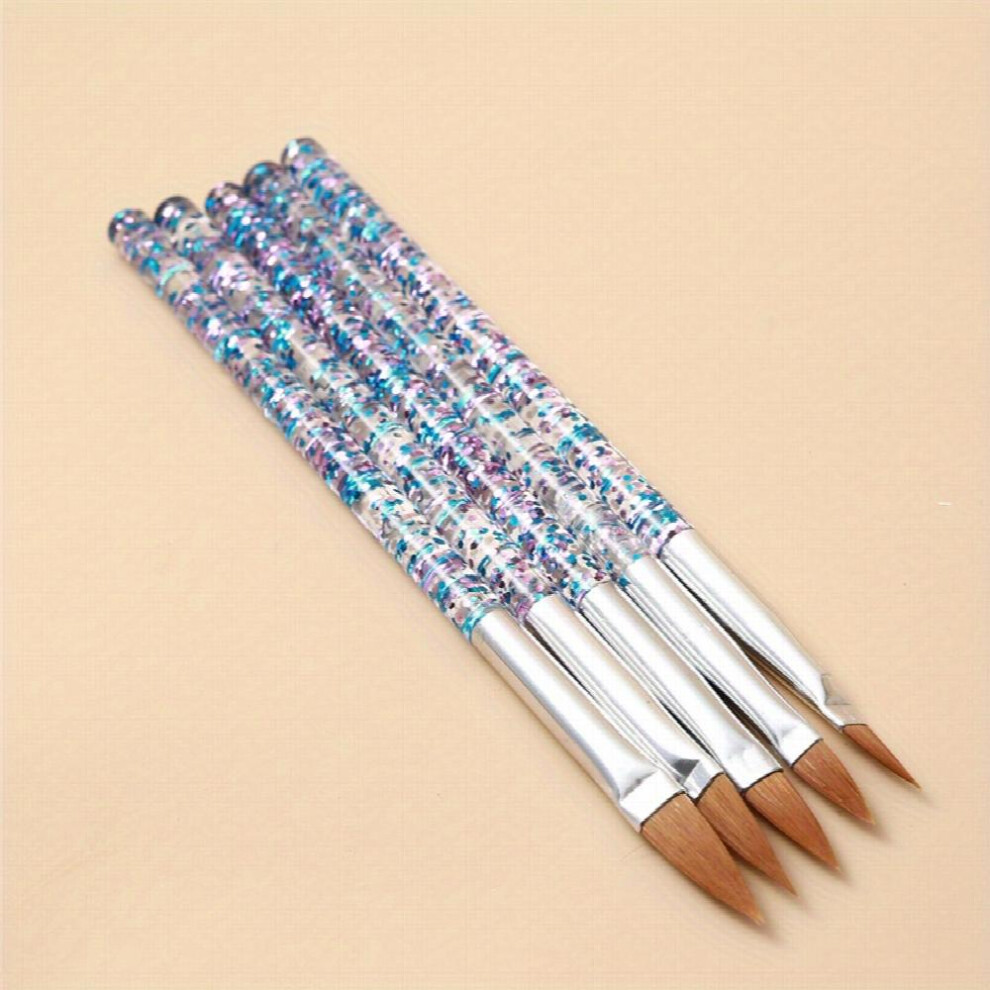 5pcs set Sequins Acrylic Nail Art Paint Brush Pen Set Glitter Crystal Acrylic Nail Brushes Nail Art Brush Nail Painting Carving Brush Manicure Tools N