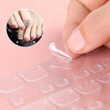 24 pcs Waterproof and Breathable Jelly Double Sided Adhesive Tabs for Acrylic False Nails Long Lasting Nail Glue Sticker for Manicure Tape Clear and S