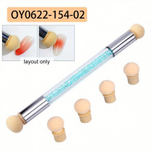 Crystal Handle Nails Sponge Pen With 4pcs Replaceable Head For Nail Art Powder Painting Manicure Tools
