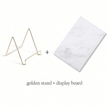 Nail Art Rock Texture Photography Display Board With Golden Stand Holder Marble Pattern Background Props