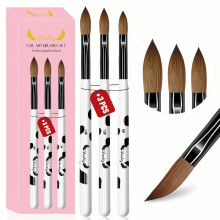 3pcs Acrylic Nail Brush Set Size 8 10 14 Professional Nail Art Drawing Brushes For Nail Extension Acrylic Powder Manicure DIY At Home Salon