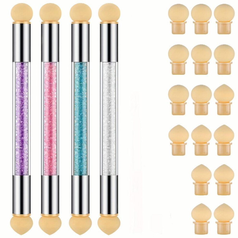 Gradient Shading Nail Art Pen With Rhinestone Handle Double Head Sponges For Dotting And Painting Perfect For Manicure And Nail Art