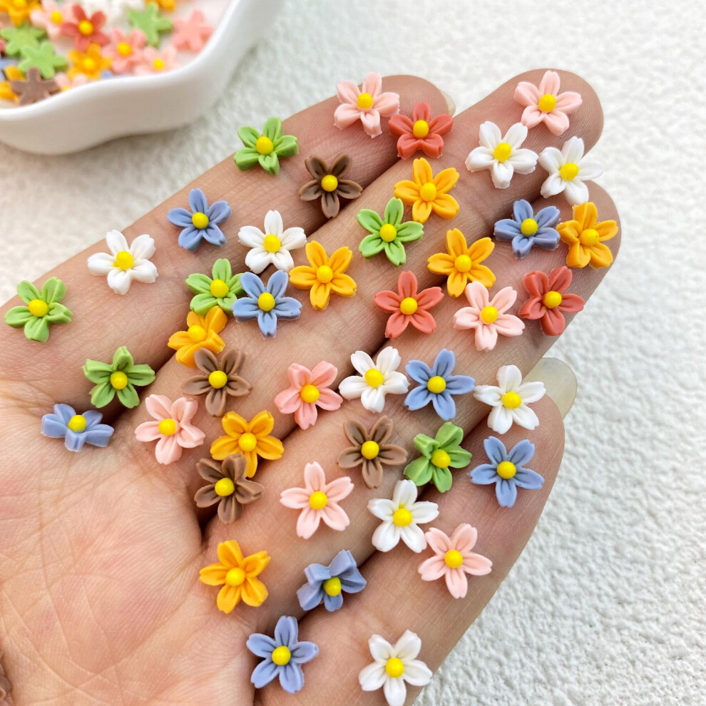 100pcs Random Mixed Mini Resin Cherry Blossoms Shapes Resin Nail Art Decoration 3D Charms Nail Accessories Manicure Art Decoration For Women Girls