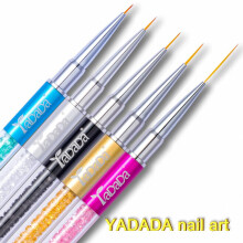 YADADA Nail Art Liner Brushes Set Painting Nail Brush Pen Set With Crushed Diamond Rhinestone Handle For Pulling Lines Nail Art Sizes 7 9 11 13 15 mm