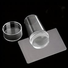 2 pcs Crystal Silicone Nail Art Stamper with Scraper DIY Manicure Print Tool and Seal Transparent for Professional Nail Art 2 Pcs