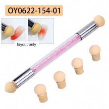 Crystal Handle Nails Sponge Pen With 4pcs Replaceable Head For Nail Art Powder Painting