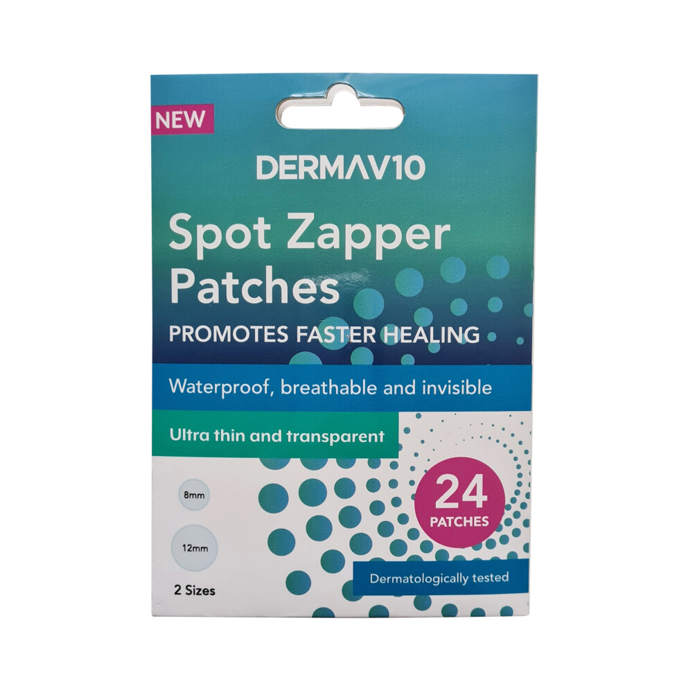 Derma V10 Spot Zapper Patches, Covers & Protects Blemishes & Facial Spots - 24 Patches, Waterproof Dermatologically Tested