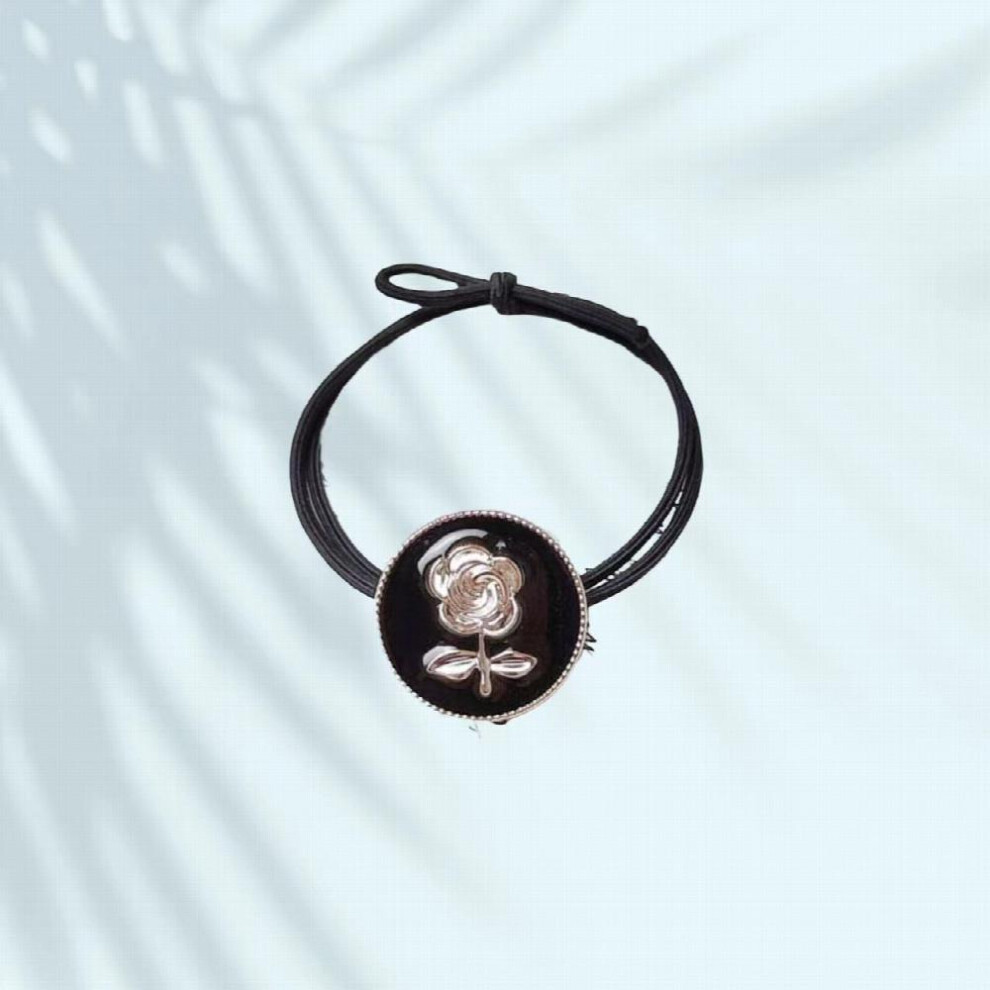 Metal Flower Head Tie High Elasticity Rubber Band Hair Tie Solid Hair Tie Hair Accessories-image-OPC-PC2HCQD-NEW