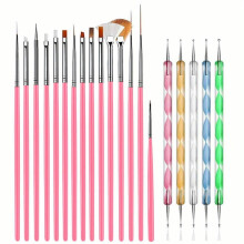 15pcs Acrylic Nail Brush Painting Pen & 5pcs Nail Dotting Tools Professional Nail Art Brushes Set for DIY & Professional Use