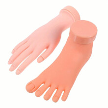 2 Pieces Right Hand With Left Foot Nail Practice Model Tool Bendable Nail Art Training Toys Nail Tech Practice Hand False Hand For Nail Practice Manic