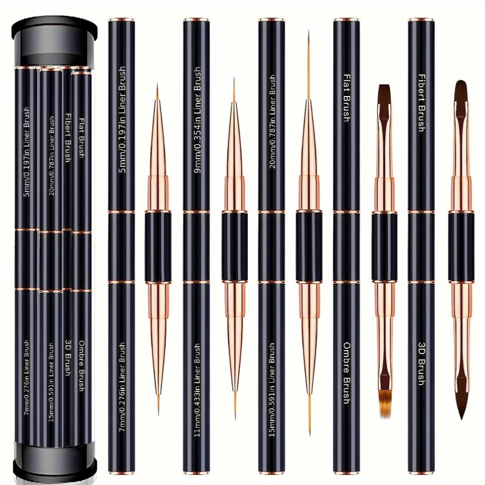 5pcs Professional Nail Art Brush Set Double Ended Acrylic Brushes for Salon Manicures at Home