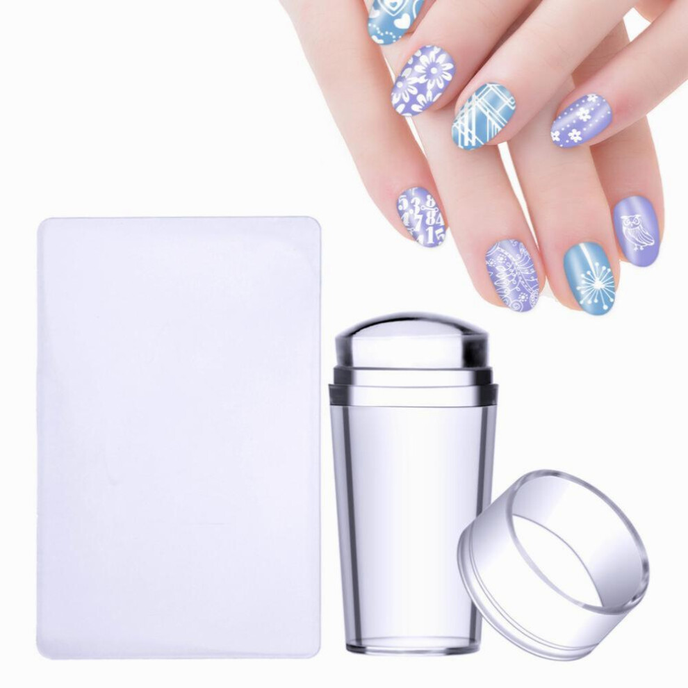 Clear Silicone Jelly French Nail Art Stamper Kit with Scraper No Misplacement for DIY Nail Decoration Tools