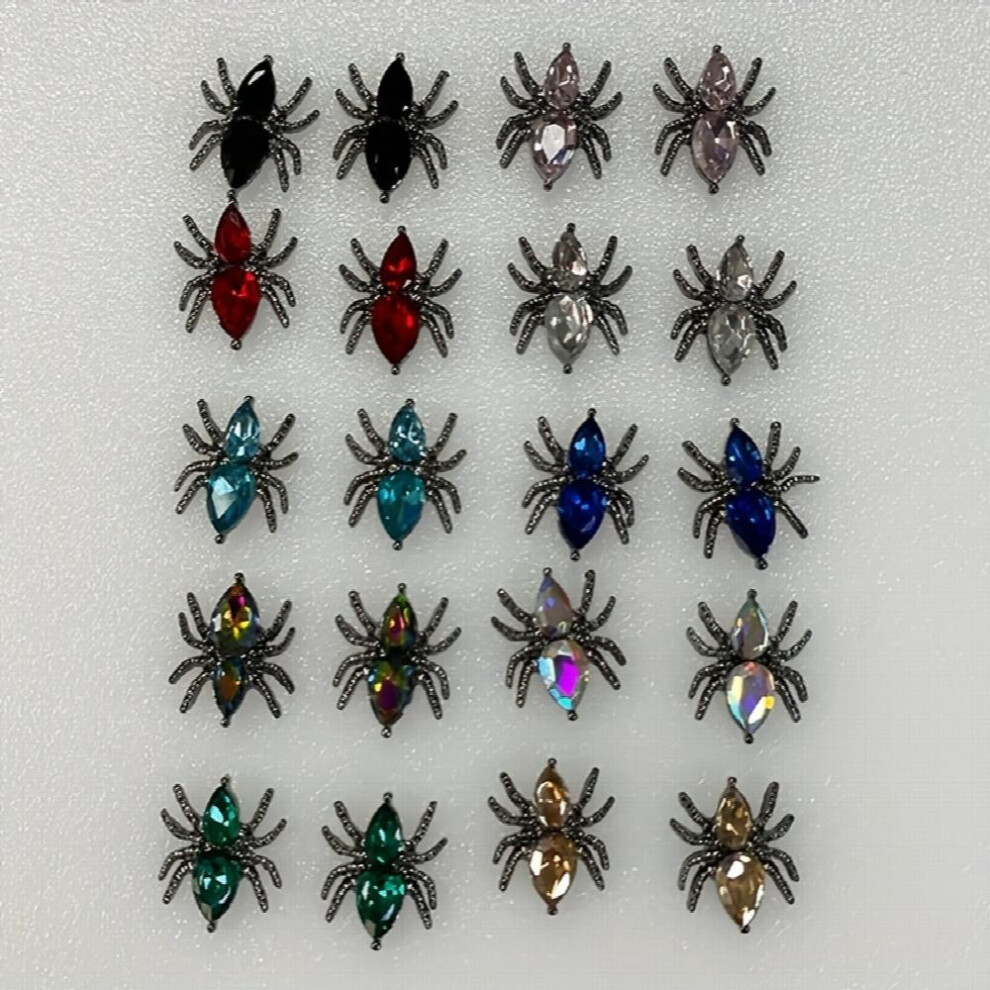 20Pcs Halloween Spider Nail Charms Gothic Vintage Spider Alloy Charms Rhinestones For Acrylic Nail Nail Spiders Accessories For Nail Art Decoration Cr