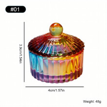 Holographic Crystal Cup With Cap Washing Nail Brushes Cleanser Holder Nail Accessories Gems Organizer Tools JX15