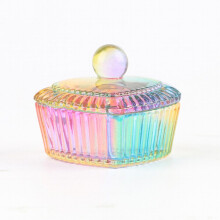 Rainbow Crystal Glass Nail Art Dish Nail Art Acrylic Liquid Powder Crystal Cup Bowl Container Glassware With Lid For Nail Art Manicure Care Tools