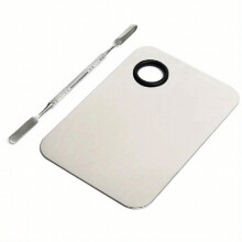 Stainless Steel Professional Cosmetic Makeup Palette Nail Eye Shadow Mixing Makeup Palette With Spatula Tool