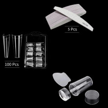 Acrylic Nail Art Set Beginner Kit With Nail File Coffin Nail Tips And Silicone Stamper Manicure Tools For Nail Art DIY