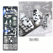 Nail Art Transfer Template Halloween Theme Skull Pumpkin Nail Stainless Steel Transfer Template Manicure Pedicure Tool