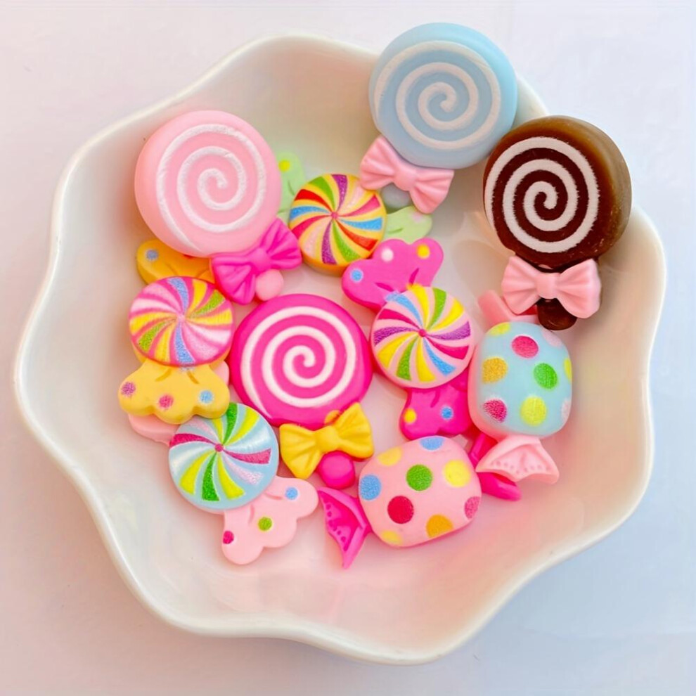 10pcs Resin Mini Candy Lollipop Nail Art Charms Flatback Nail Art Accessories For DIY Craft Nail Art Decoration