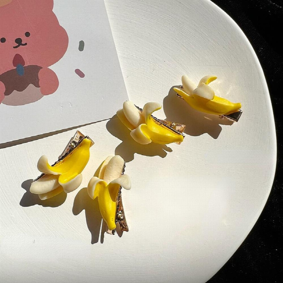 4pcs Creative Fruit Series Hair Clip Simulation Banana Duck Billed Clip For Side Hair Bang Women Girls Funny Hair Clip-image-OPC-PC2HD56-NEW