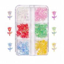 3D Flat Back Nail Charms Decor Candy Cherry Rhinestones Beads Mixed Colour Crystal 6 Grids Nail Aurora Candy Rhinestones