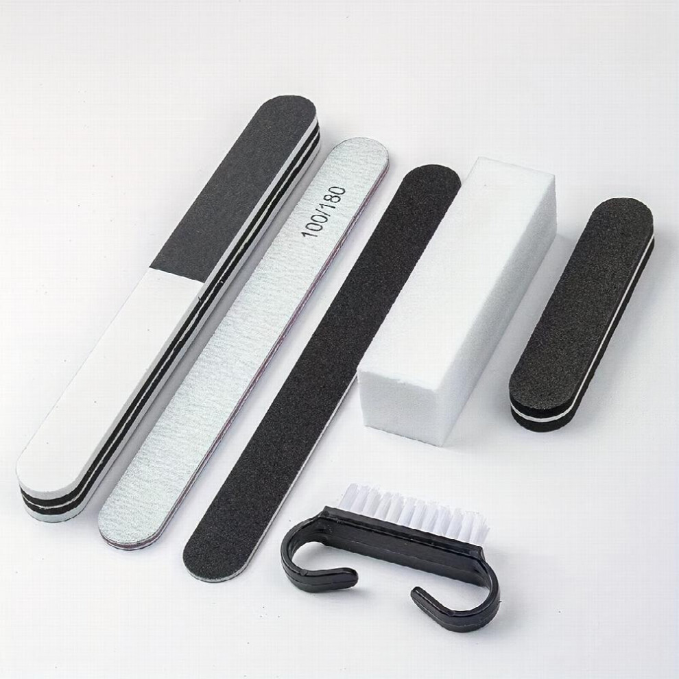 6 Pcs Nail Art Buffer File Block Professional Manicure Tools Kit Rectangular Nail Files Brush Nail Art Tools