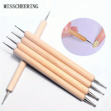 Nail Rhinestone Picker Wooden Handle Dual Ended DIY Nail Art Pens Rhinestone Dotting Pen For Nail Gems Stones Crystals