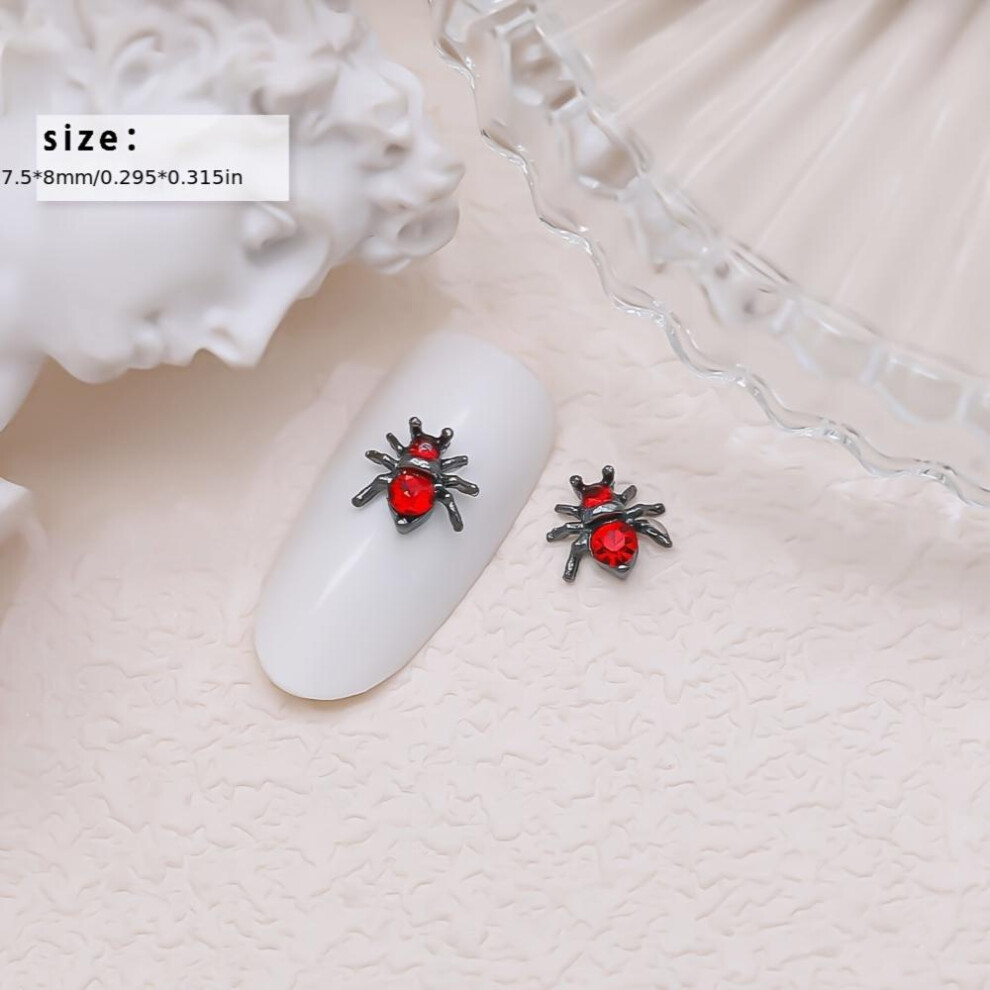 10pcs Halloween Spider Nail Art Charms With Rhinestones Pearls 3D Alloy Nail Gem Accessories Nail Art Jewelry For DIY Or Nail Salons