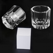 2 pcs Clear Glass Nail Monomer Liquid Bowl for Acrylic Nail Art Durable and Easy to Clean