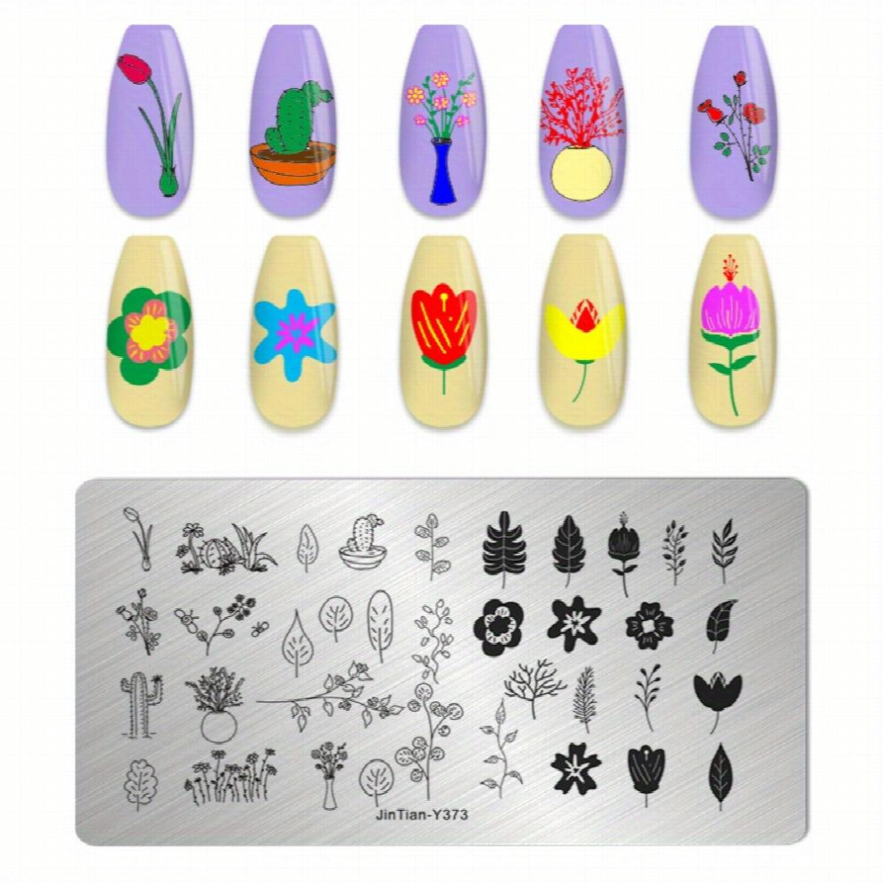 1pcs Nail Art Stamping Plates Flower Plants French Tip Themes Manicuring DIY Nail Templates Plates Print Tool