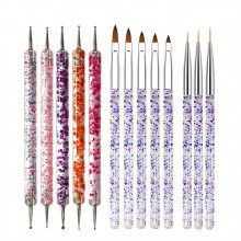 13pcs set Acrylic Sequin Pen Nail Art Pen Brush Set Phototherapy Pen Pull Line Pen Floral Pen Silicone Pen Point Drill Pen Crystal Pen Drawing Pen Nai