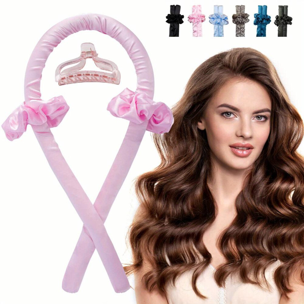 Multicoloured 1 Set Heatless Curling Rod Headband For Long Hair Lazy Hair Curler With Scrunchie Hair Claw