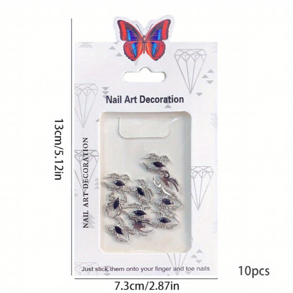 Halloween Spider Nail Art Charms With Rhinestones 3D Alloy Spider Nail Gem Accessories Nail Art Jewelry For DIY Or Nail Salons
