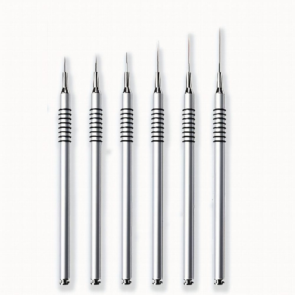 Nail Art Liner Brushes Set 6Pcs Nail Art Brush Striping Thin Long Lines Dotting Drawing Pen Striper Brush Set For Long Lines Fine Drawing Delicate Col