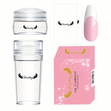 4 pcs French Tip Nail Stamp Kit Clear Silicone Stamper for Long & Short Nails with Scrapers Perfect for DIY Nail Art at Home or Salon Easy to Use and