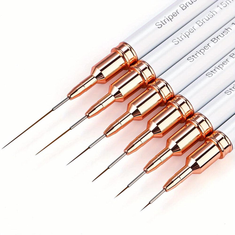 6pcs Striping Nail Art Brushes Fine Striper Brush Set For Long Lines Thin Details Fine Drawing Delicate Coloring Elongated Lines Metal Handle Nail Bru